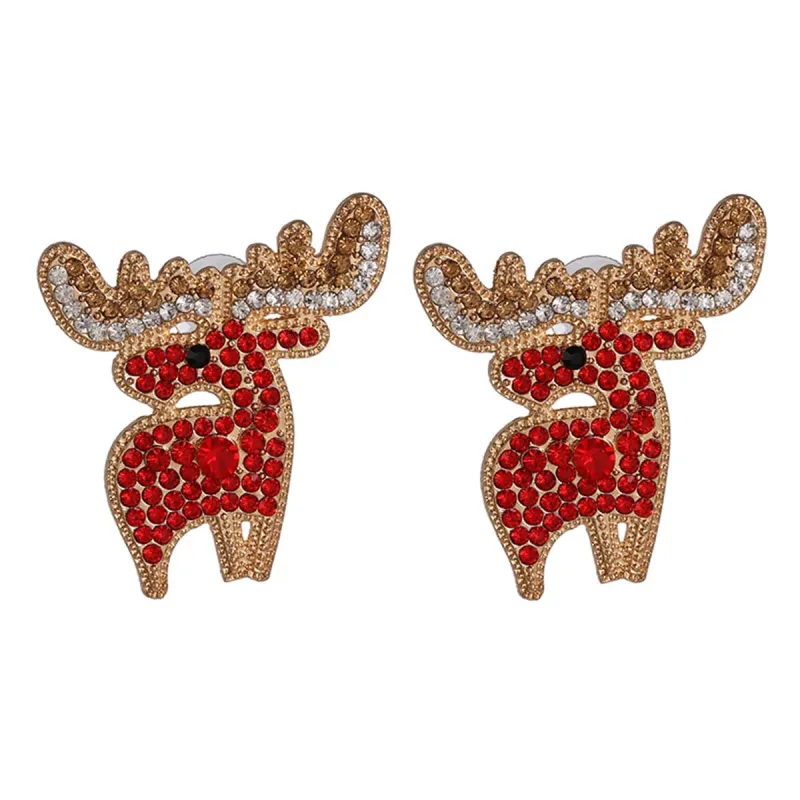 Red Cubic Zirconia & Goldtone Reindeer Stud Earrings made by Zulily