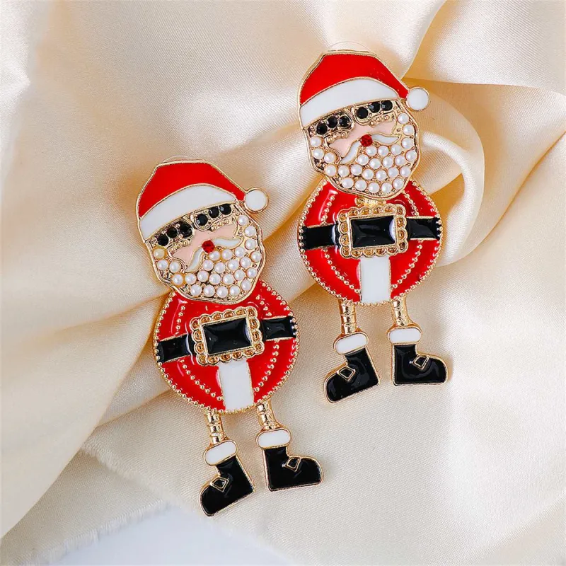 Red Enamel & Pearl Goldtone Santa Drop Earrings made by Zulily