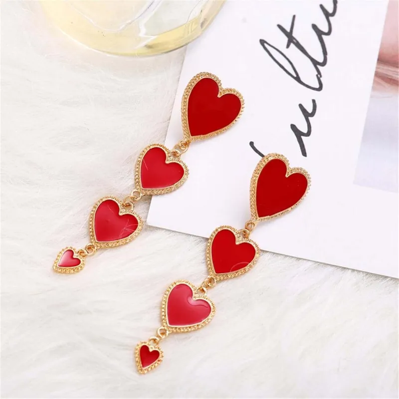 Red Enamel Heart Drop Earrings made by Zulily