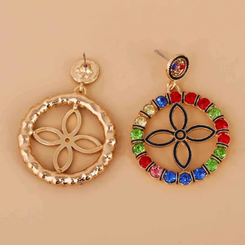 Red Multicolor Crystal & Cubic Zirconia Clover Drop Earrings made by Zulily