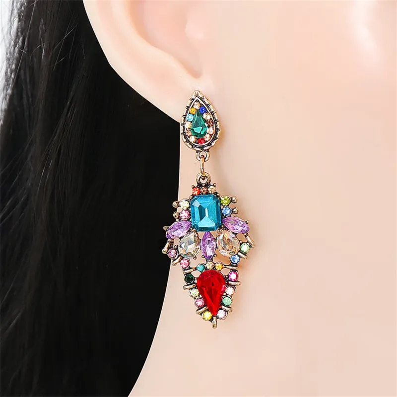 Red Multicolor Crystal & Cubic Zirconia Leaf Drop Earrings made by Zulily