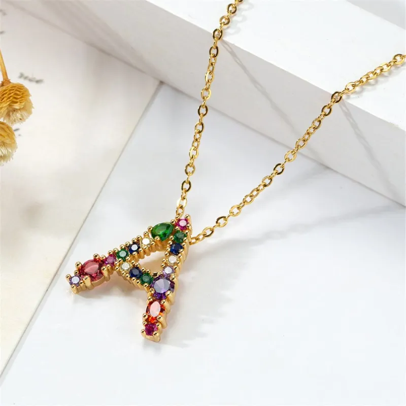 Red Multicolor Crystal & Cubic Zirconia Letter A Pendant Necklace made by Zulily