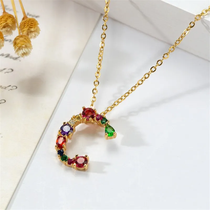 Red Multicolor Crystal & Cubic Zirconia Letter C Pendant Necklace made by Zulily