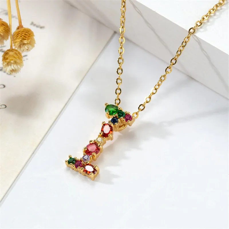 Red Multicolor Crystal & Cubic Zirconia Letter I Pendant Necklace made by Zulily