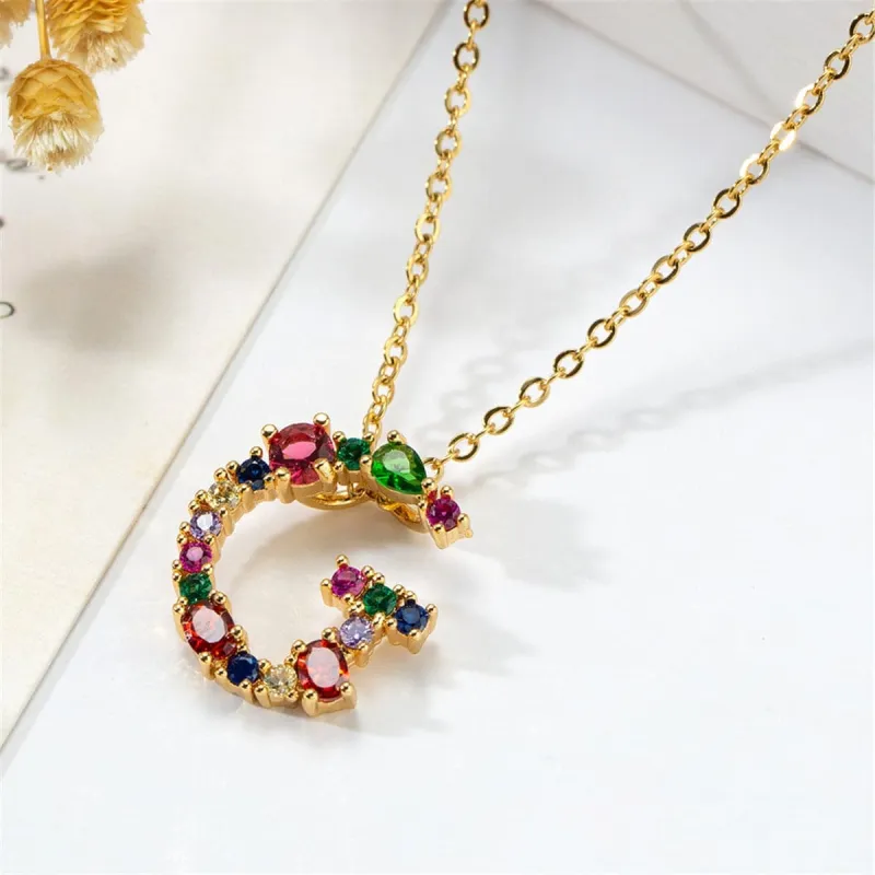 Red Multicolor Crystal & Cubic Zirconia Letter G Pendant Necklace made by Zulily