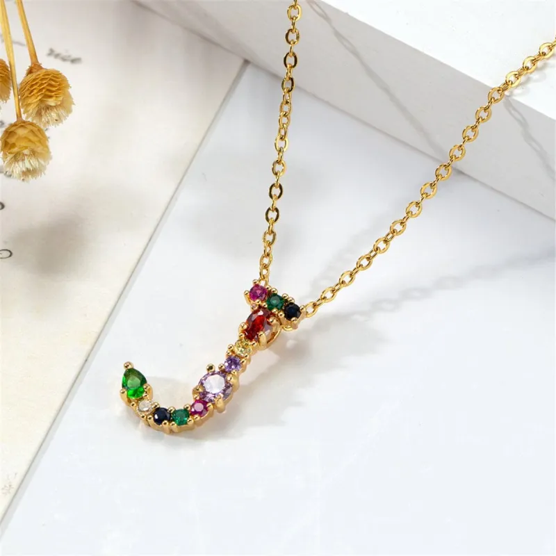 Red Multicolor Crystal & Cubic Zirconia Letter J Pendant Necklace made by Zulily