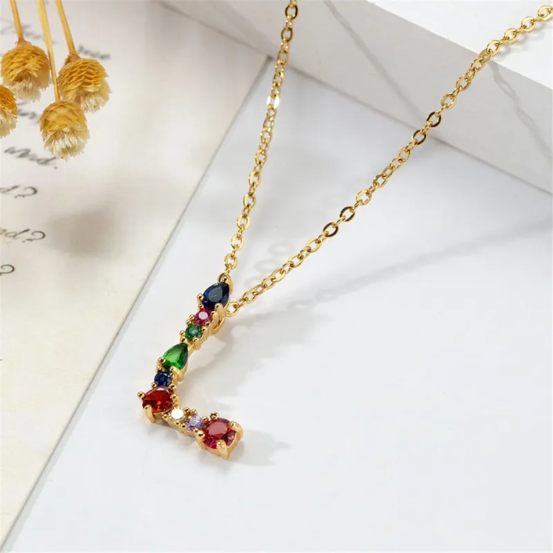 Red Multicolor Crystal & Cubic Zirconia Letter L Pendant Necklace made by Zulily