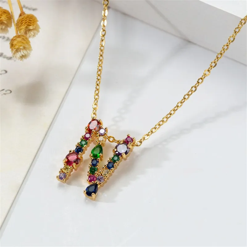 Red Multicolor Crystal & Cubic Zirconia Letter N Pendant Necklace made by Zulily