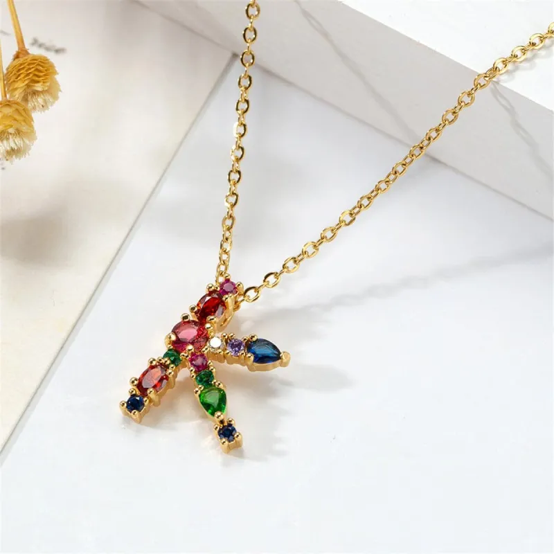 Red Multicolor Crystal & Cubic Zirconia Letter K Pendant Necklace made by Zulily