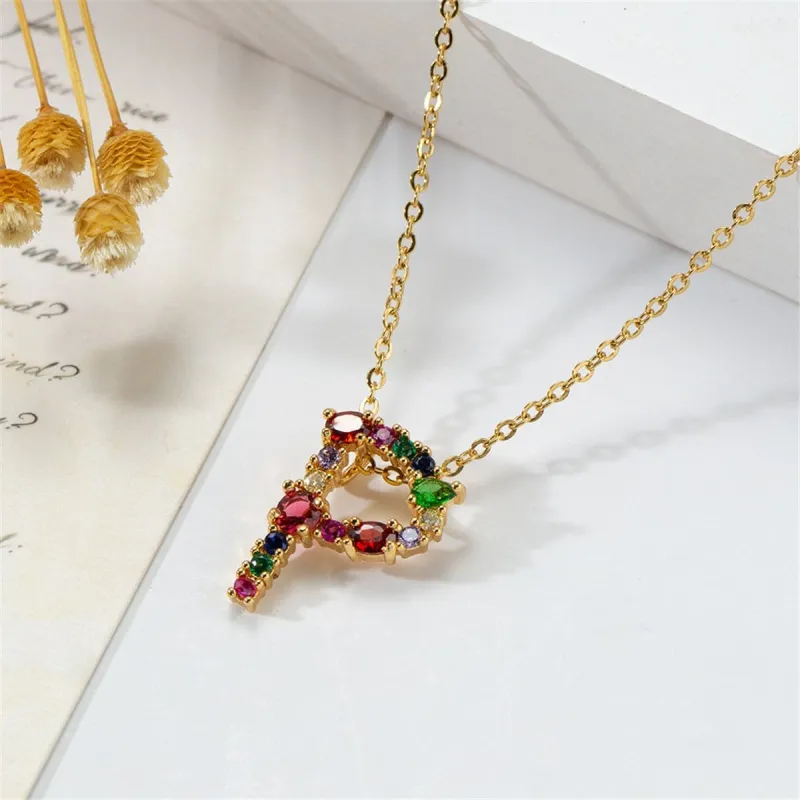 Red Multicolor Crystal & Cubic Zirconia Letter P Pendant Necklace made by Zulily