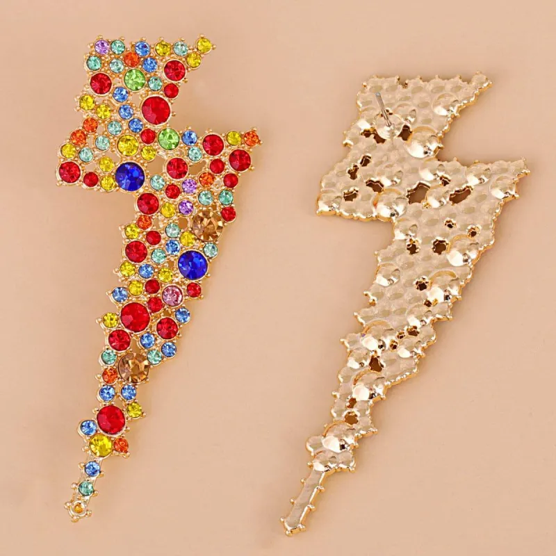 Red Multicolor Cubic Zirconia & Goldtone Lightning Stud Earrings made by Zulily
