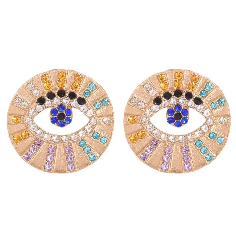 Red Multicolor Cubic Zirconia Eye Stud Earrings made by Zulily