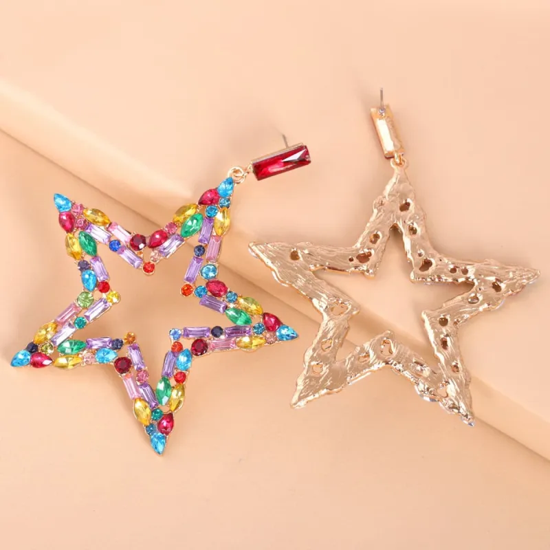 Red Multicolor Cubic Zirconia & Goldtone Open Star Drop Earrings made by Zulily