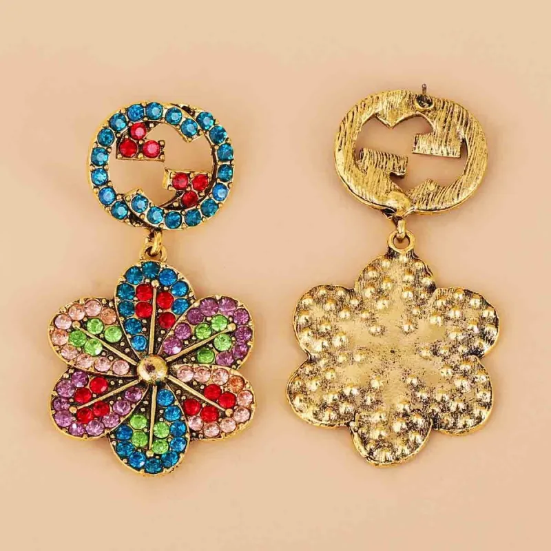 Red Multicolor Cubic Zirconia & Goldtone Flower Drop Earrings made by Zulily