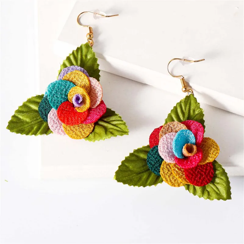 Red Multicolor Lace & Goldtone Flower Drop Earrings made by Zulily