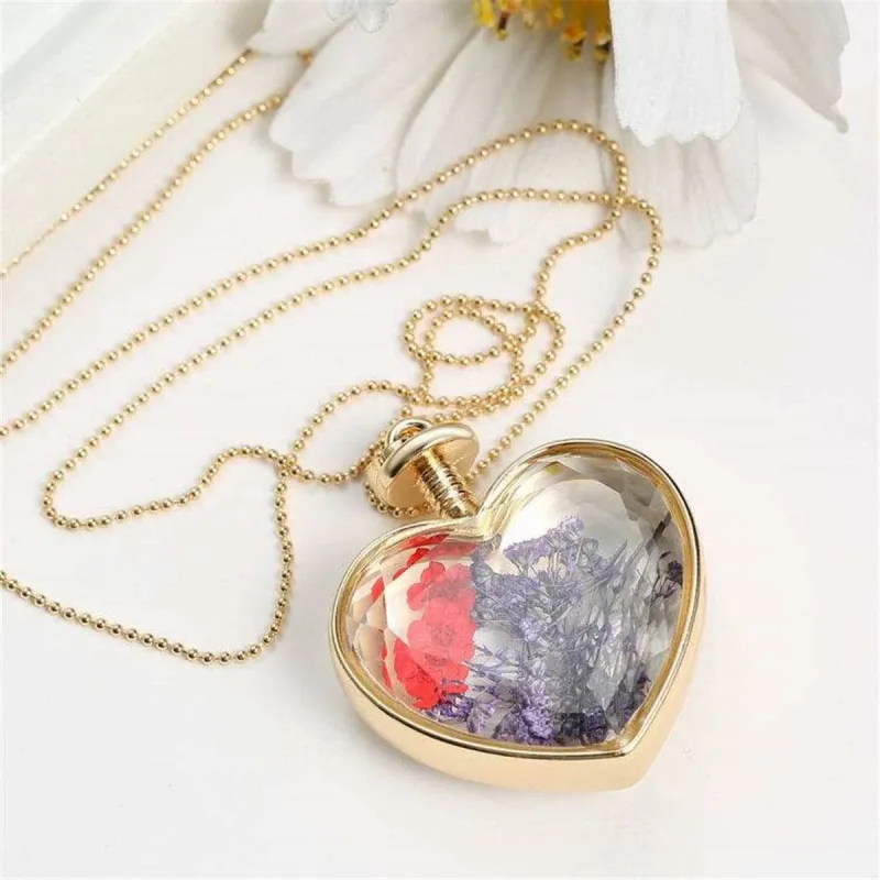 Red Peach Blossom & Goldtone Heart Pendant Necklace made by Zulily