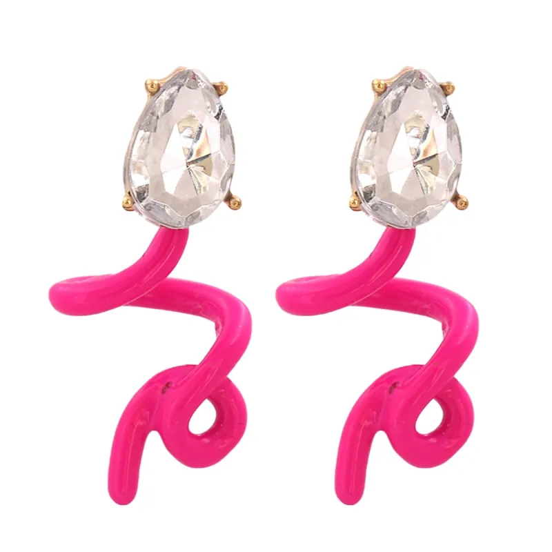 Rose & Crystal Swirling Snake Drop Earrings made by Zulily