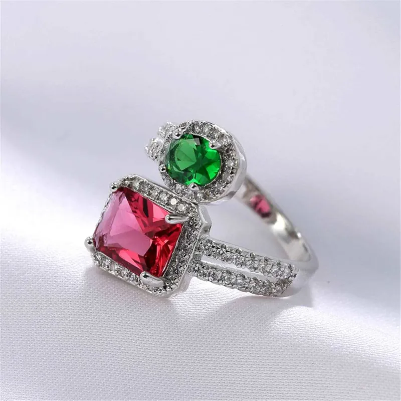 Rose & Green Crystal & Cubic Zirconia Open Bypass Ring made by Zulily