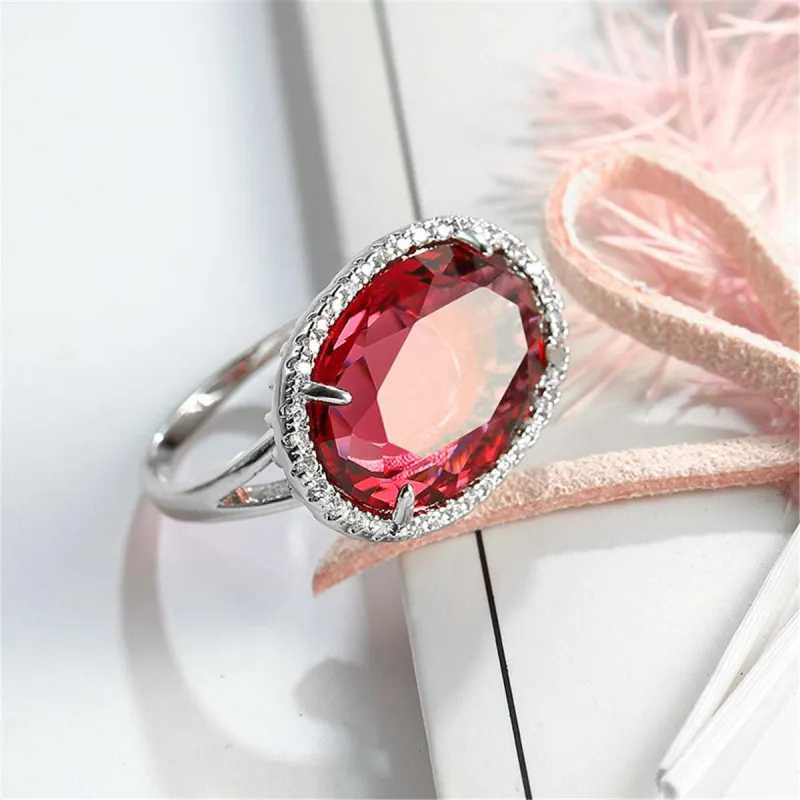 Rose Crystal & Cubic Zirconia Oval Halo Adjustable Ring made by Zulily