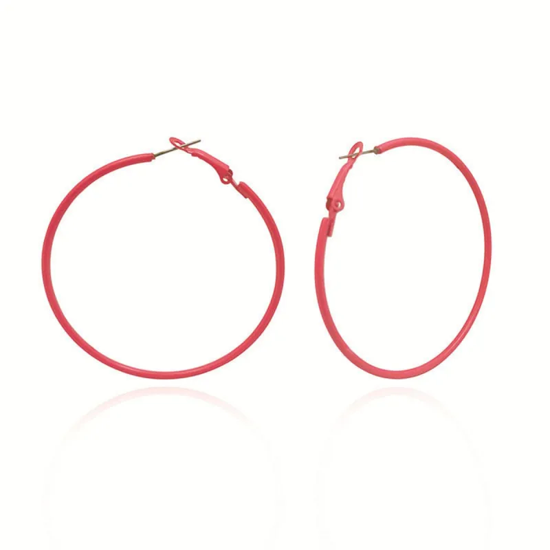 Rose Enamel & Silvertone Hoop Earrings made by Zulily