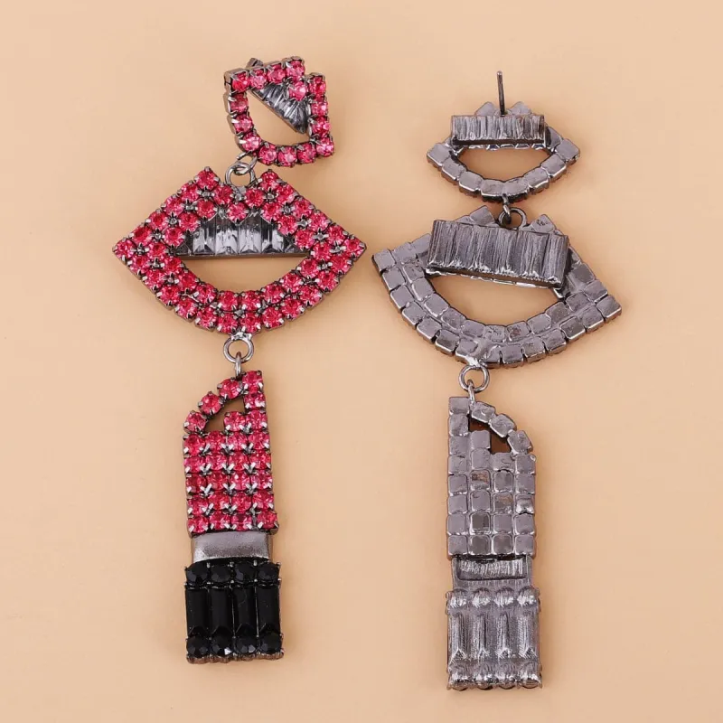 Rose Cubic Zirconia & Crystal Lips Drop Earrings made by Zulily