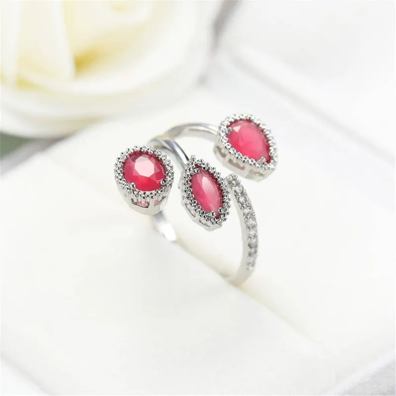 Rose Crystal & Silvertone Three-Stone Pear-Cut Ring made by Zulily