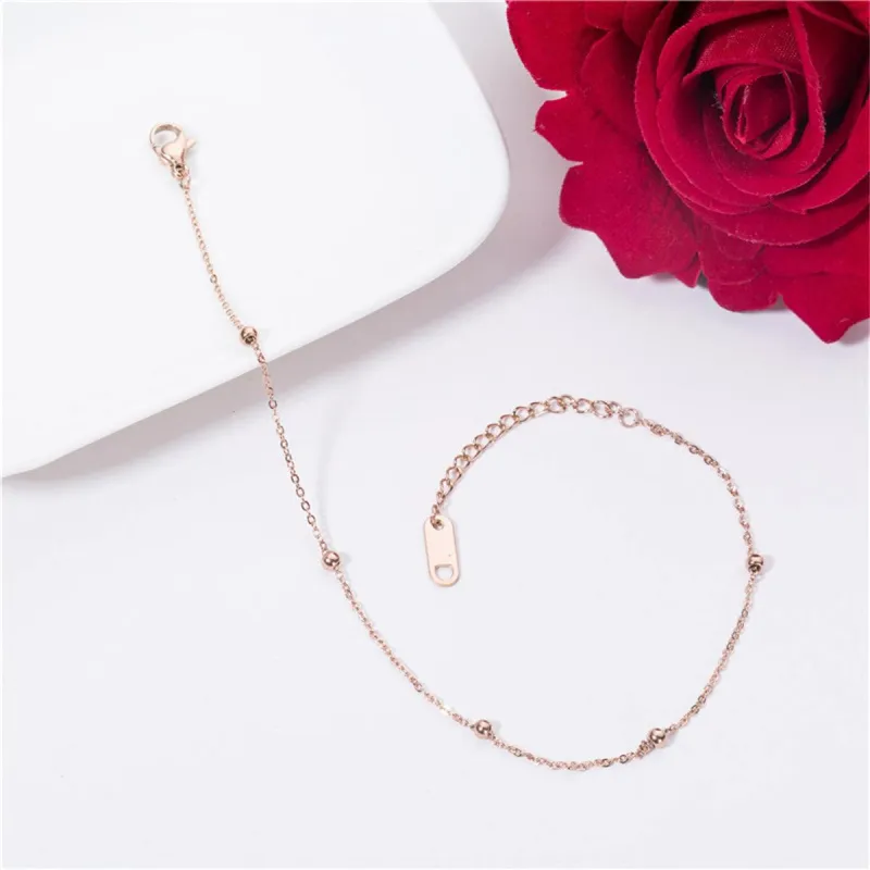 Rose Goldtone Beaded Station Anklet made by Zulily