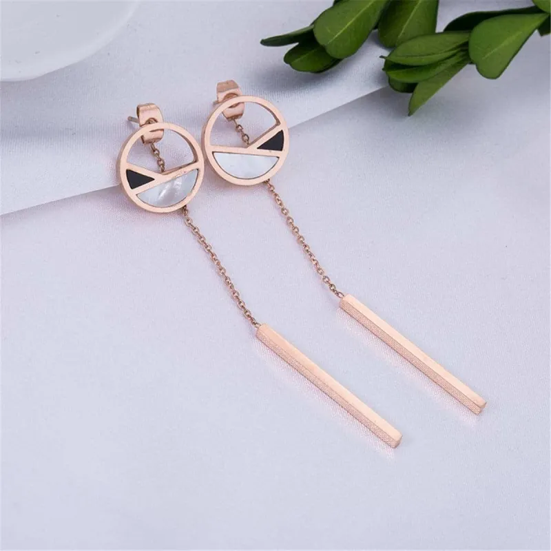 Rose Goldtone Bar & Ring Drop Earring made by Zulily
