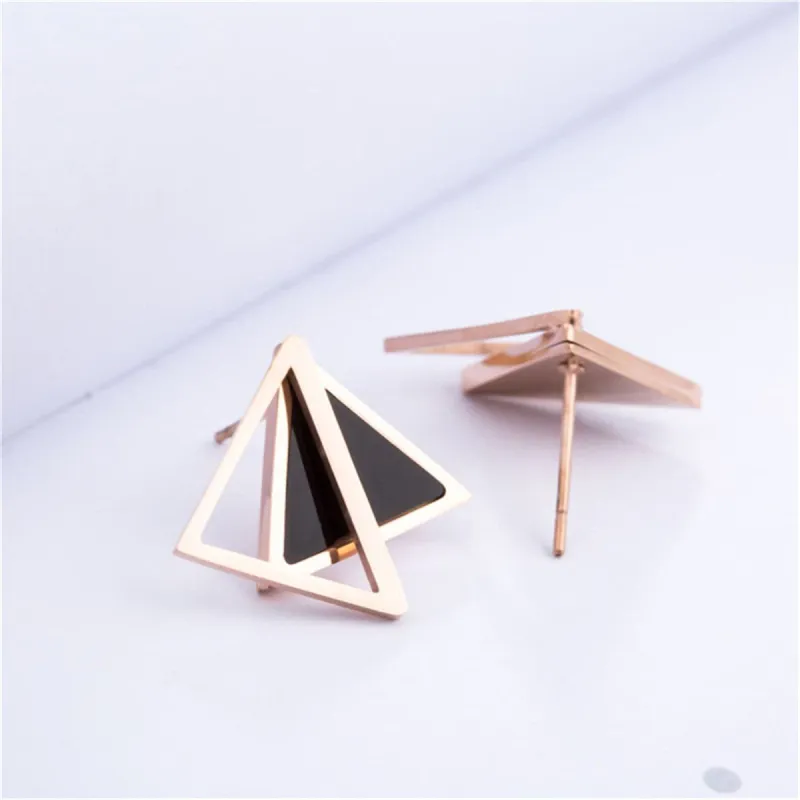 Rose Goldtone Double Triangle Stud Earrings made by Zulily