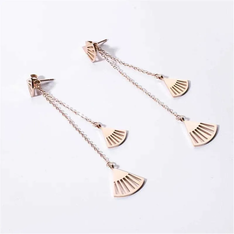 Rose Goldtone Fan Drop Earrings made by Zulily