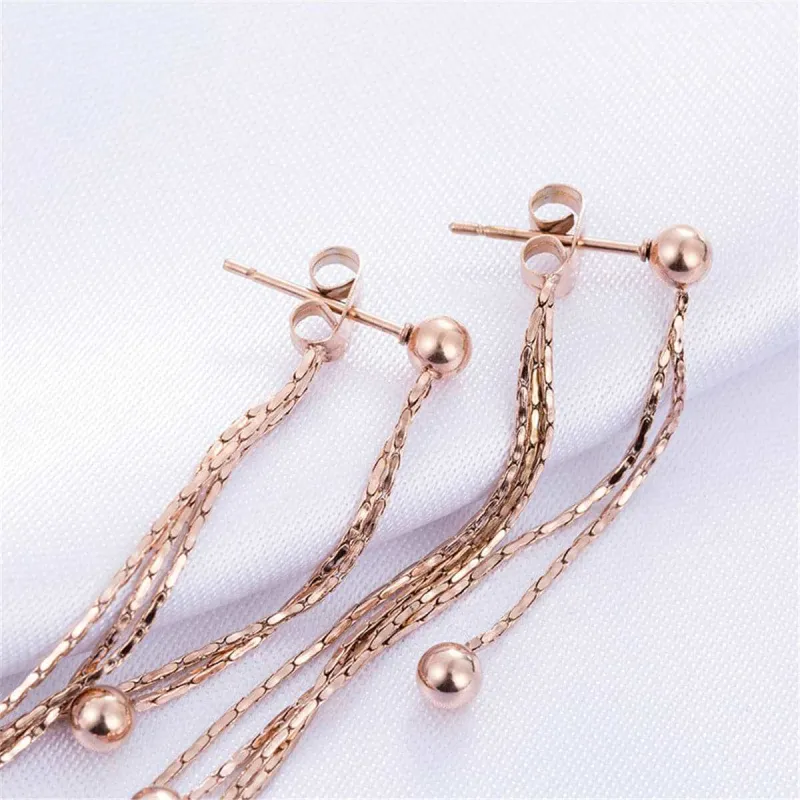 Rose Goldtone Graduated Bead Drop Earrings made by Zulily