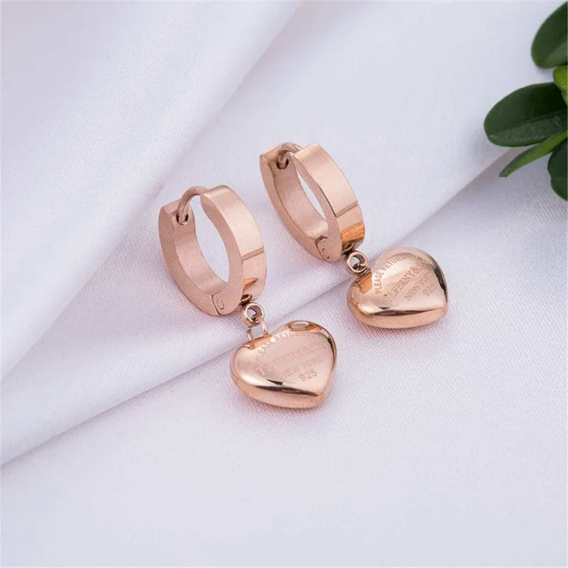 Rose Goldtone Heart Drop Earrings made by Zulily