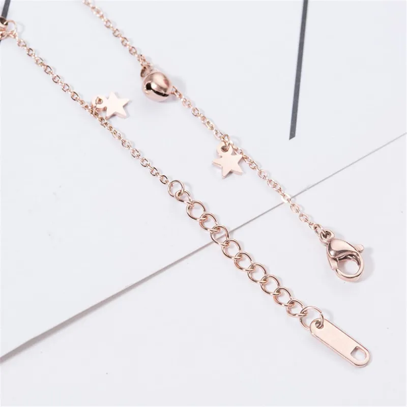 Rose Goldtone Star & Bell Station Anklet made by Zulily