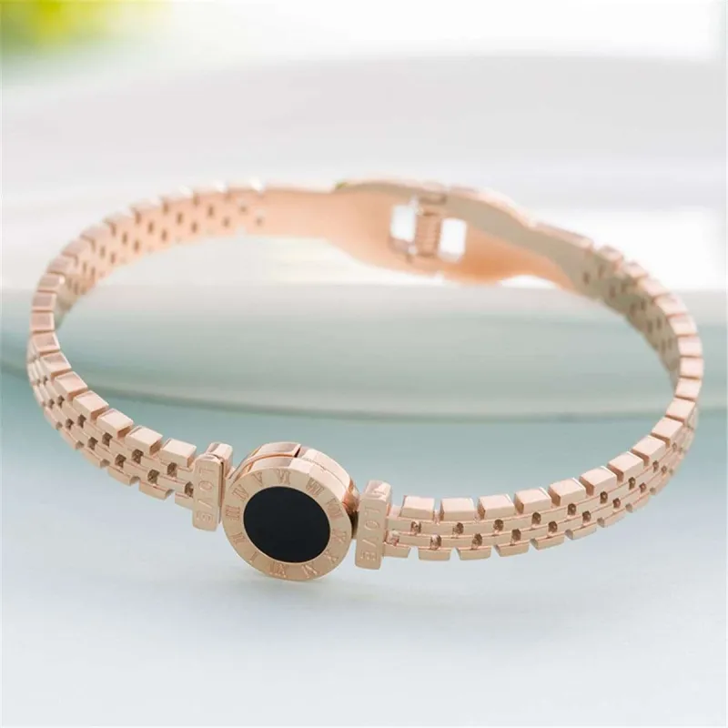 Rose Goldtone Roman Numeral Belt Bangle made by Zulily
