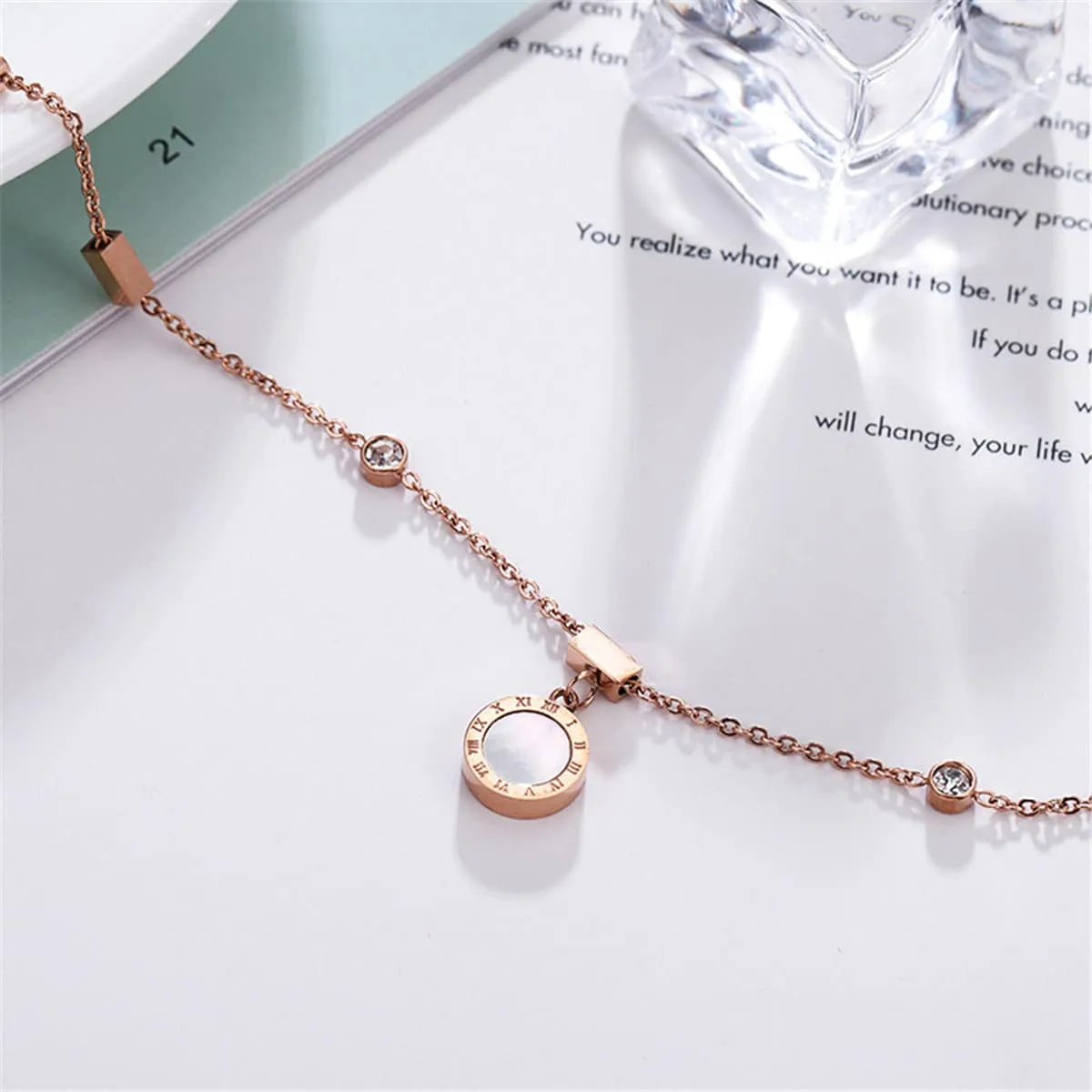 Rose Goldtone Roman Numeral Charm Anklet sold by Zulily