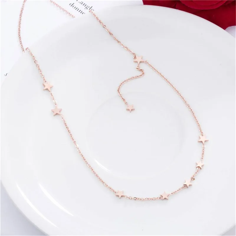Rose Goldtone Star Station Necklace made by Zulily