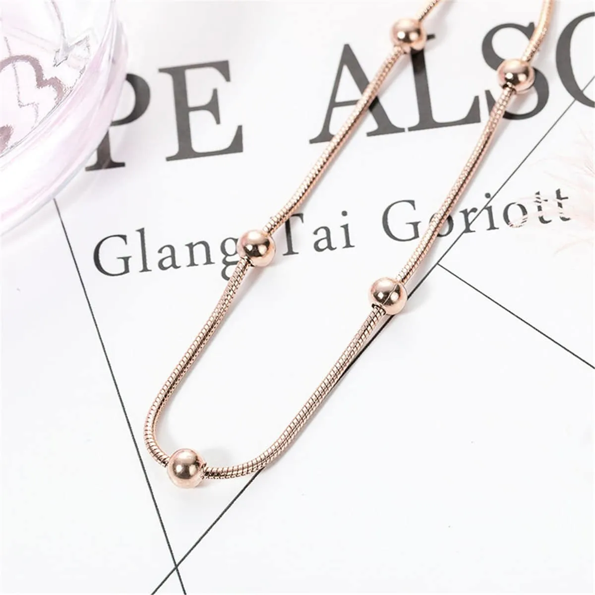 Rose Goldtone Station Anklet sold by Zulily