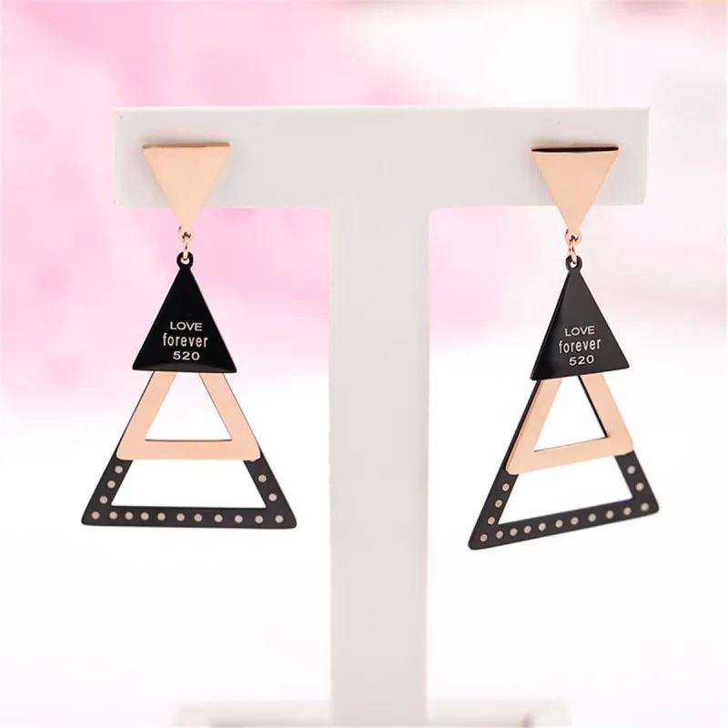 Rose Goldtone Triple Triangle Drop Earring made by Zulily
