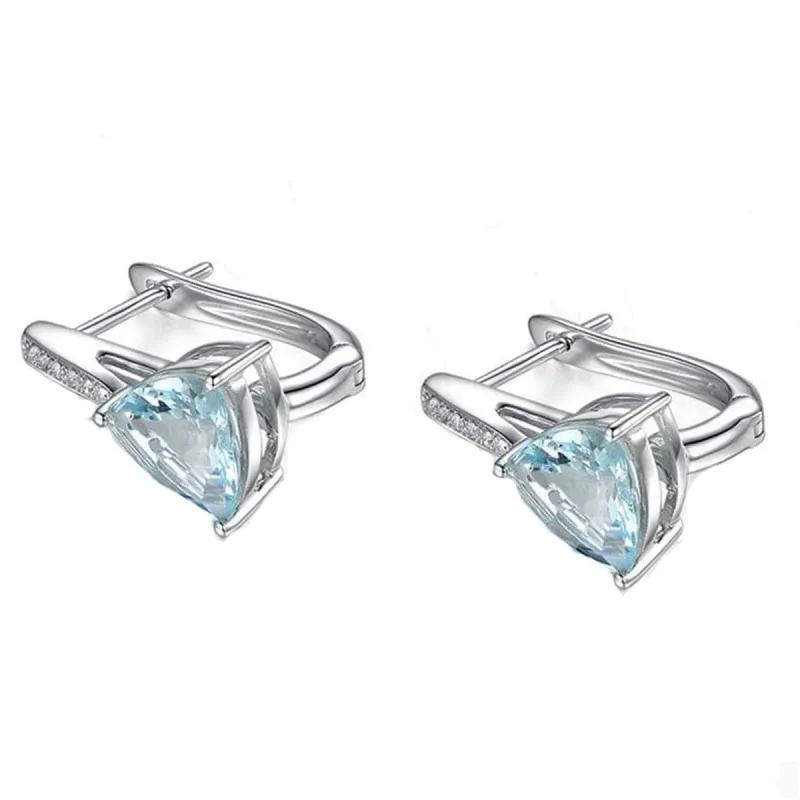 Sea Blue Crystal & Cubic Zirconia Triangle Huggie Earrings made by Zulily