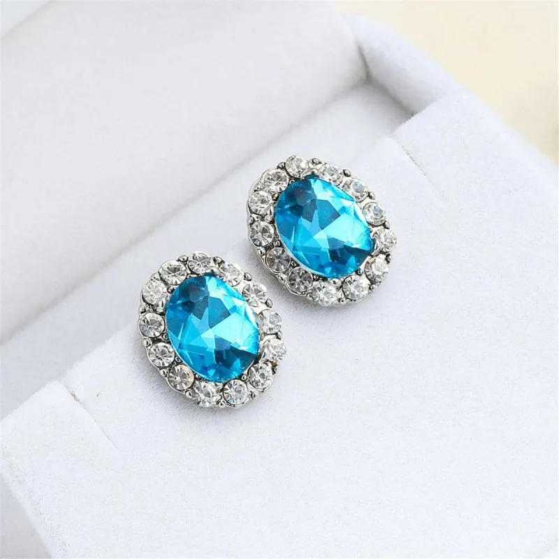 Sea Blue Crystal & Cubic Zirconia Hola Oval Stud Earrings made by Zulily