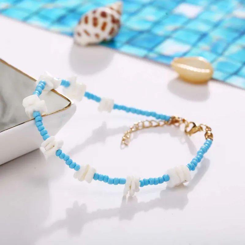 Shell & Howlite Goldtone Beaded Station Anklet made by Zulily