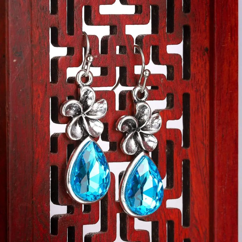 Sea Blue Crystal & Silvertone Windmill Drop Earrings made by Zulily