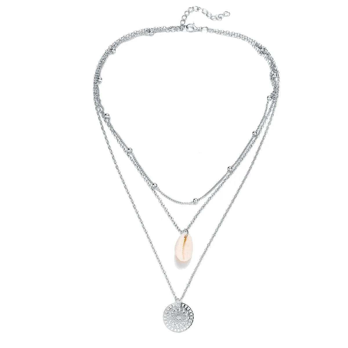 Silvertone Shell Lotus Layered Pendant Necklace sold by Zulily