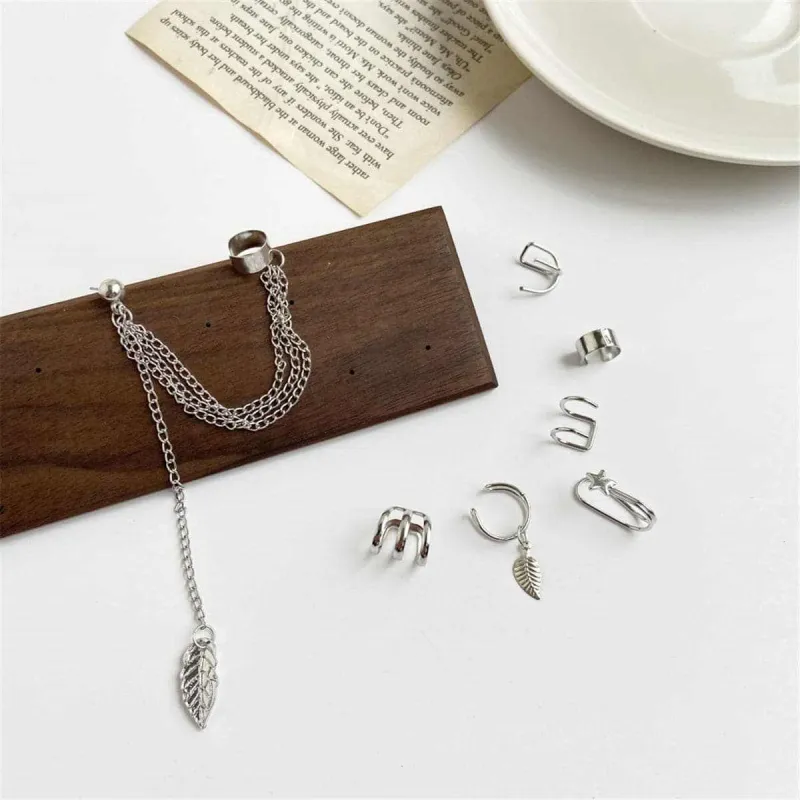 Silvertone Leaf & Star Clip Earrings Set made by Zulily