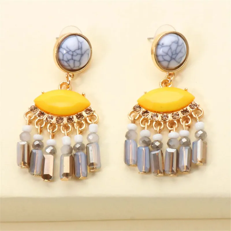 Turquoise & Gray Cubic Zirconia Tassel Drop Earrings made by Zulily