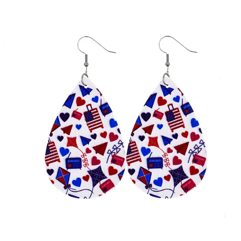 White & Blue Polystyrene Patriotic Teardrop Drop Earrings made by Zulily