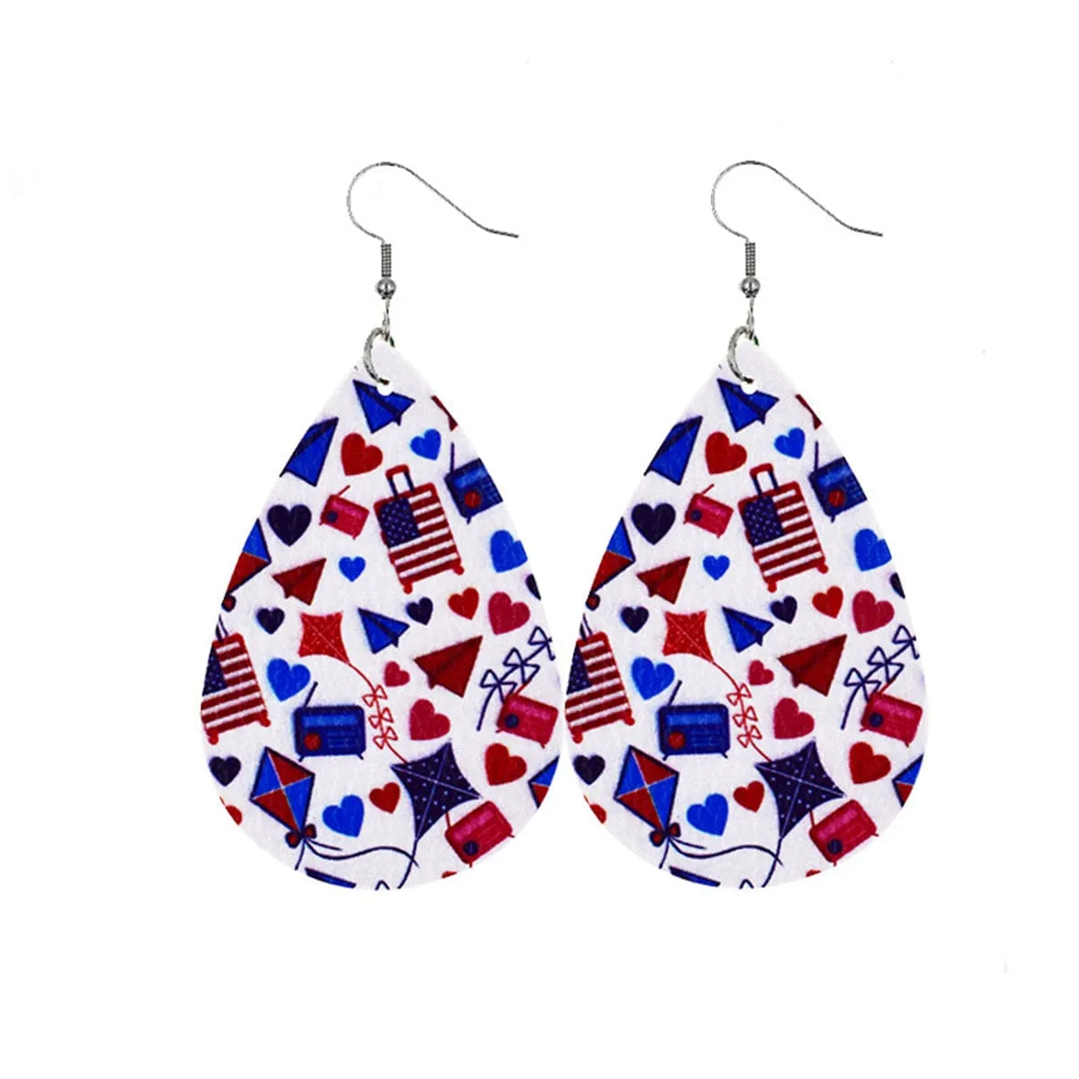 White & Blue Polystyrene Patriotic Teardrop Drop Earrings sold by Zulily