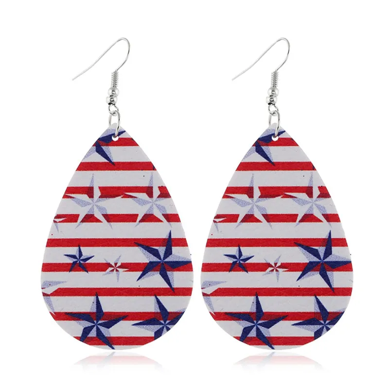 White & Blue Polystyrene Starry Stripes Teardrop Drop Earrings made by Zulily