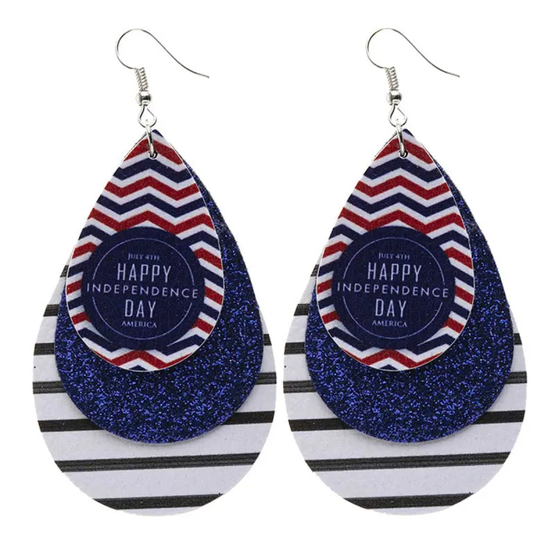 White & Navy Polystyrene Glitter '4Th Of July' Triple Drop Earrings made by Zulily