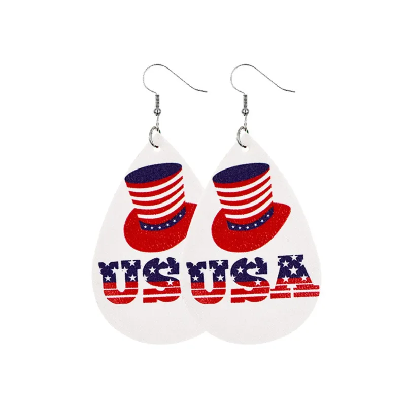 White & Red Polystyrene 'USA' Hat Drop Earrings made by Zulily